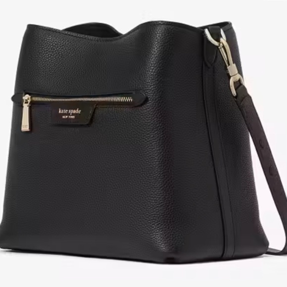 NWT Kate Spade Black Pebbled Leather Shoulder Bag with dust bag